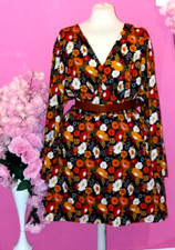 WOMEN PLUS SIZE FLORAL SURPLICE NECK LONG SLEEVE MIDI DRESS ( SIZE UK24 )