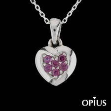 Solid 925 Sterling Silver Heart Pendant Necklace Rhodolite Garnet