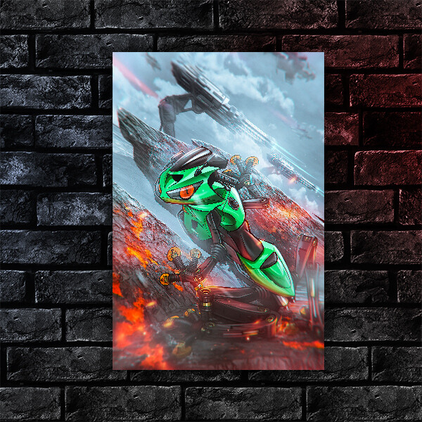 Kawasaki ZX6R Ninja - Motorycle poster art from Moto Animals