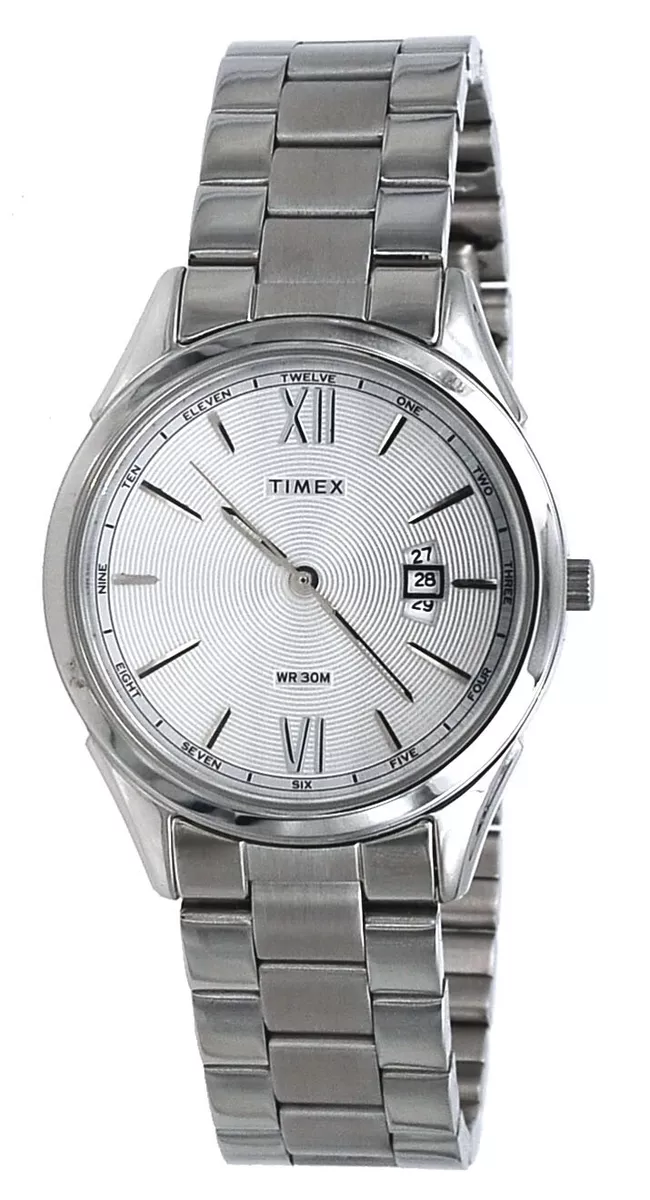 Timex TW2R77100 Men's Elevated Classics Stainless Steel Silver Dial 3-Hand  Watch