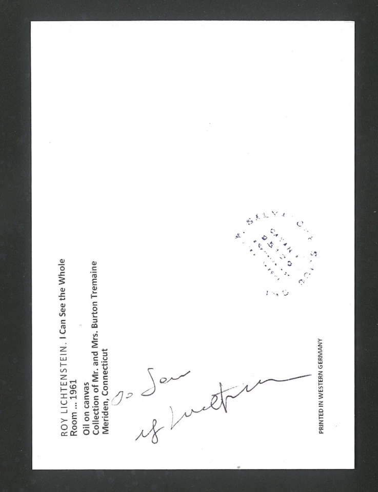 firmado ROY LICHTENSTEIN - nadie - tarjeta de anuncio de los años 80 - bolígrafo Foto 3 de 3