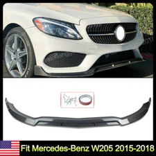 For Mercedes-Benz W205 C205 2015-2018 Carbon Look ABS Front Bumper Splitter Lip