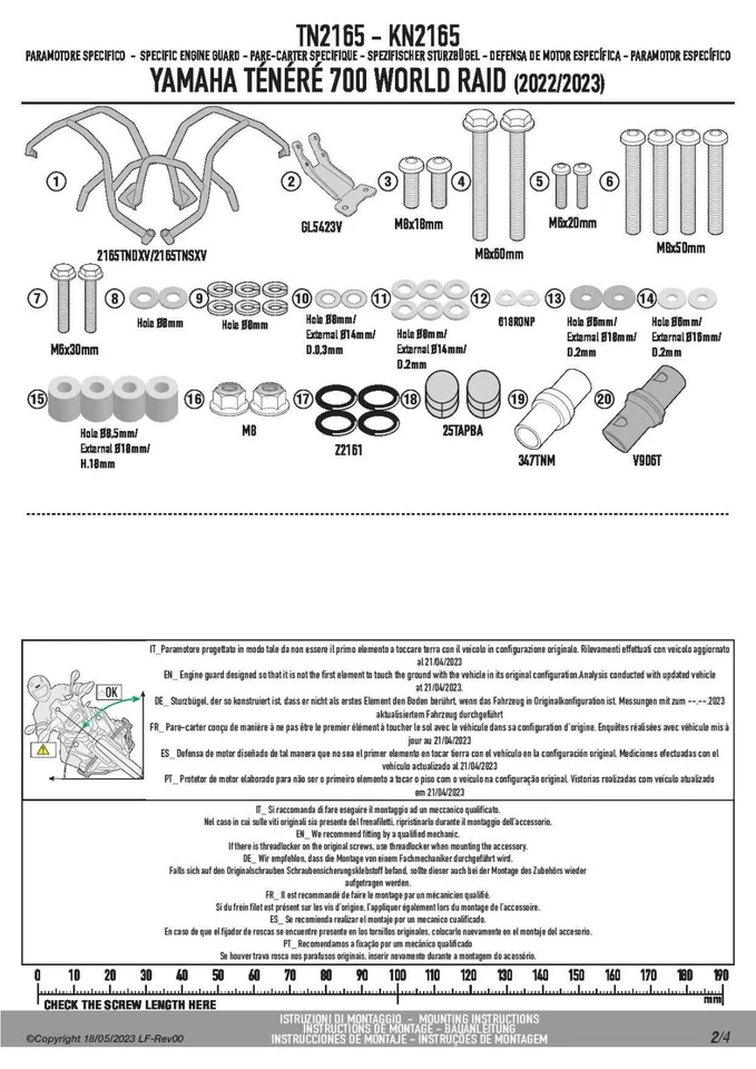 Paramotore tubolare GIVI YAMAHA XTZ 700 TENERE WORLD RAID 2024 barre laterali - Immagine 2 di 2