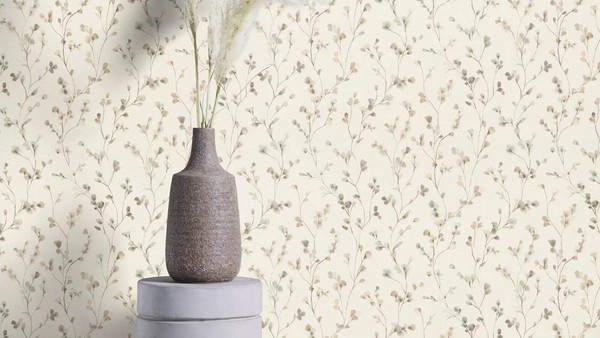 Vliestapete Rasch Blattmuster Leinenoptik Creme Beige Grau 486131 (3,74€/1Qm)-image