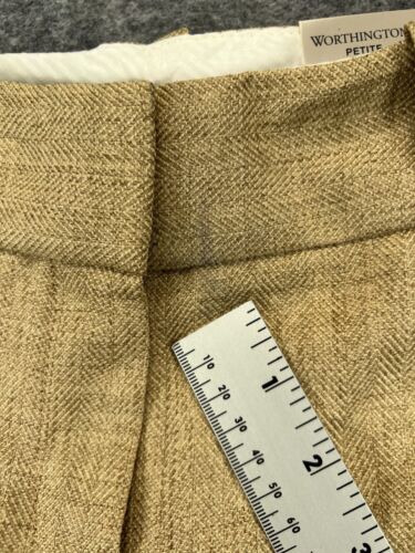 Neu ohne Etikett Damen Petite Anzughose 2P Fischgrätmuster Worthington Marilyn Passform beige flach - Bild 11 von 13