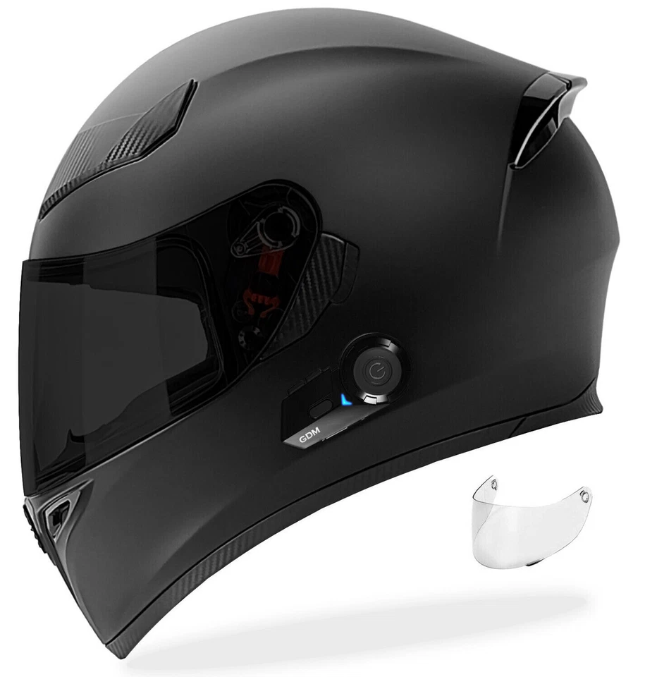 GDM GHOST SUPERSONIC Full Face Bluetooth Motorcycle Helmet Matte Black - Image 3 of 4