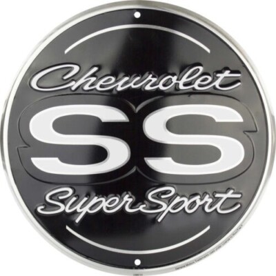 Chevrolet Super Sport SS 12'' Embossed Circle Round Metal Sign Shop Garage Gift