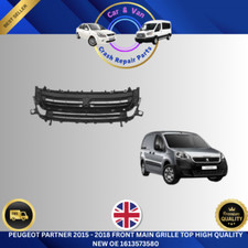Peugeot Partner 2015–2018 Front Upper Main Grille Black/Grey Trim OE 1613573580
