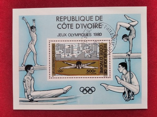 Cote d' ivoire block slip no 16 olympics moscow 1980 luxe