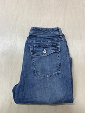 Chico's Platinum Denim Capri Jeans US Size 1 Approx 30x21 Blue Dark Wash Flaps