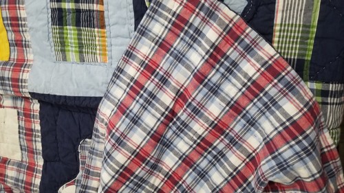 Pottery Barn Kids Cars Trucks Block Pattern Reversable Plaid Quilt Queen/Full - Picture 2 of 4