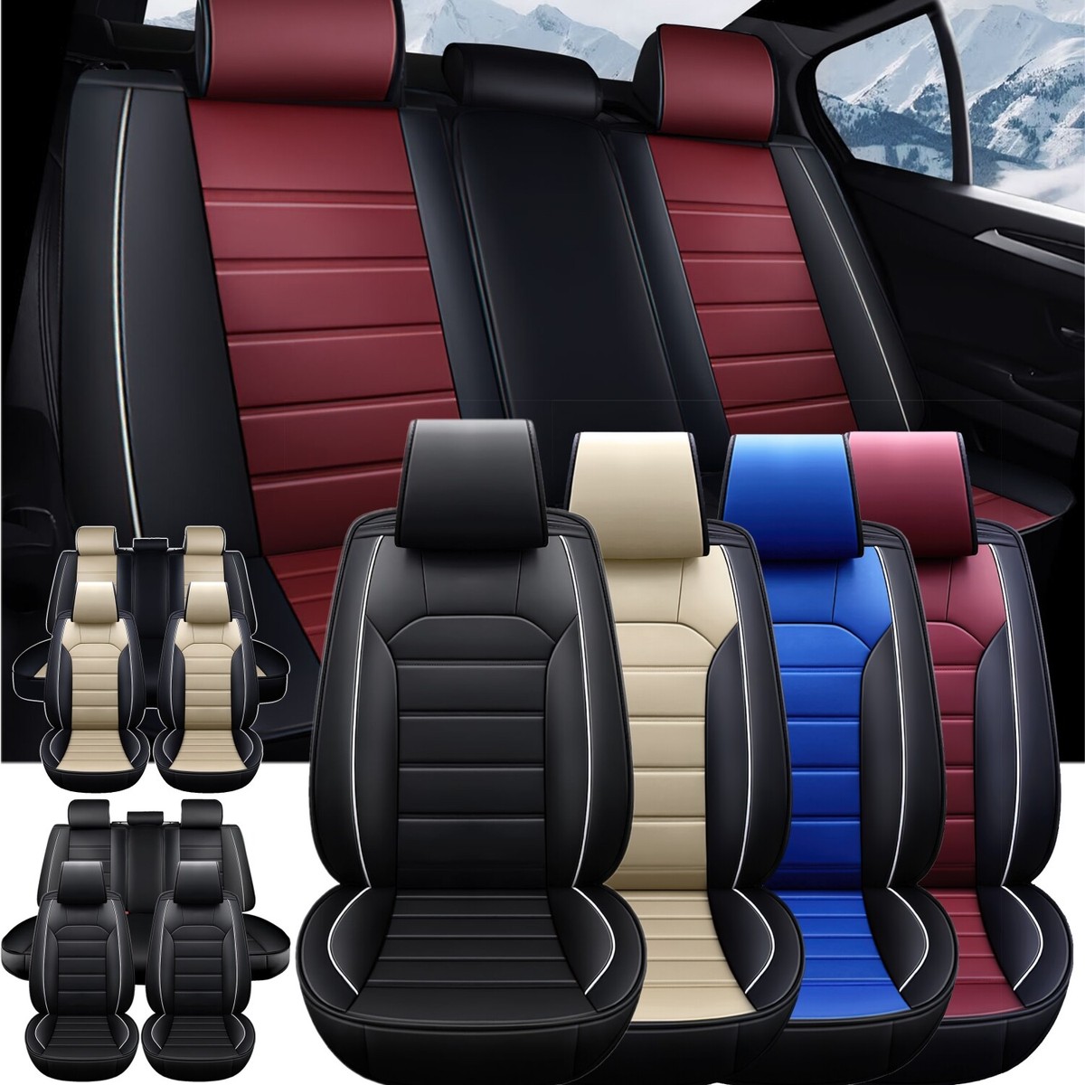 For Honda CR-V CRV Seat Full Set Car Seat Covers Leather Front Rear  Protectors