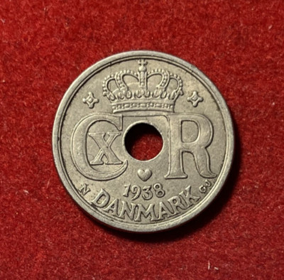 Denmark 1938 25 Ore Copper-Nickel Coin KM#823.2 T5463