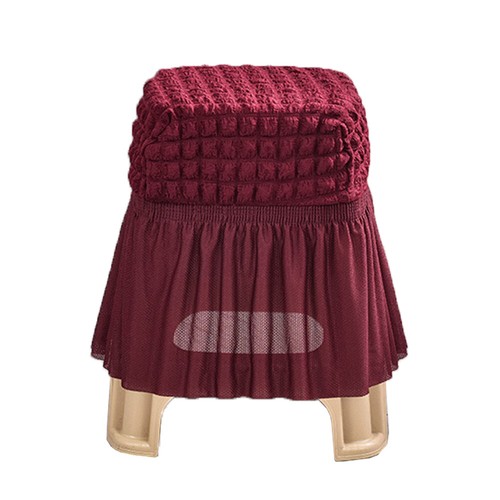 All-inclusive Solid Color Stretch Chair Covers Stool Footstool Furniture Cover - Picture 16 of 29