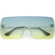 Men Women Oversized Flat Lens Huge Fashion Sunglasses Rimless Square Frame 2023