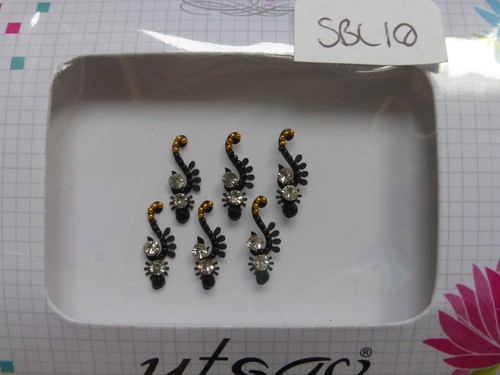 Beautiful Quality Faux Crystal Indian Bindi * Black (2015-APR) - Picture 7 of 19