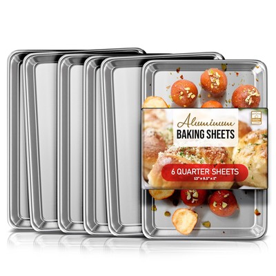 Eatex Aluminum Baking Sheet Set 6 Pack Quarter Sheet Pans