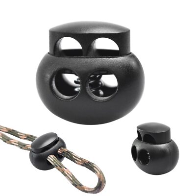 25 Pcs Double Hole Plastic Cord Lock End Toggle Spring Stopper for Drawstring