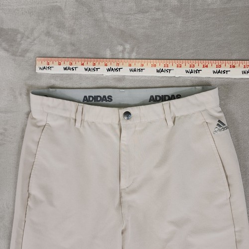 Adidas Golf Shorts Youth XL Cream Tan 30x11 Slash Pockets 3 Stripe Activewear - Picture 5 of 6