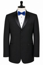 Men's Chaps Black Tuxedo Jacket 3 Button Front with Satin Notch Lapels Size 42R