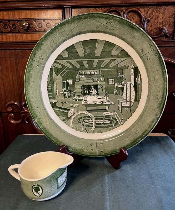 COLONIAL HOMESTEAD Large 12" Chop Plate And Creamer 1950s NICE Lot Of 2
