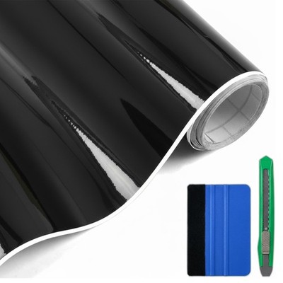Lypumso Gloss Black Vinyl Wrap, Glossy Car Wrap 1ft x 10ft, 