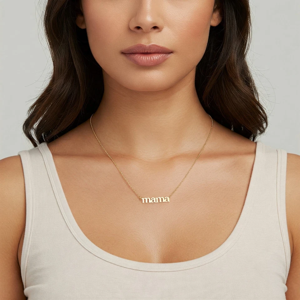 14K 真纯黄金精致妈妈脚本吊坠小饰品项链 16-18 英寸 — 第 2/4 张图片