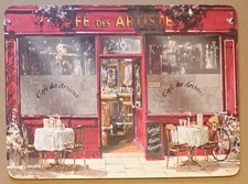 5 x Café des Artistes Placemats Cork Backed French Bistro Restaurant Scene Red