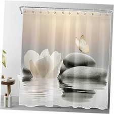  Zasłona prysznicowa Zen Water Lily do łazienki 72 cale szer x 72 cale dł. (opakowanie 1 szt.) beżowa