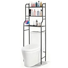 3 Tier Space-Saving Over Toilet Storage Shelf Bathroom Organizer Rack with Hooks