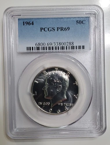 BEAUTIFUL 1964 Kennedy Half Dollar PR 69 PCGS Silver