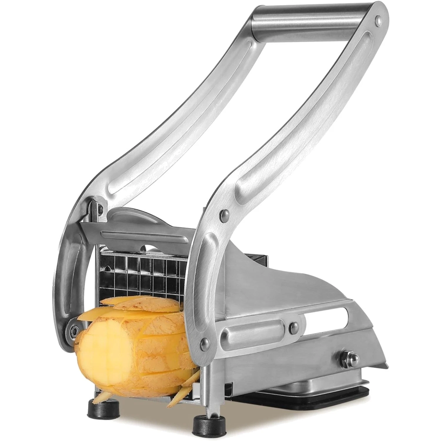 French Fry Cutter & Potato Slicer - Stainless Steel 1/2 & 1/3 Inch Blades