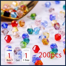   Buy 1 Get 1 Free  200pcs 4mm Bicone Crystal Glass Beads Spacer Loose Beads