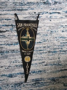 1915 Panama Pacific Exposition San Francisco CA Tower of Jewels At Night Pennant