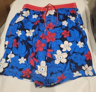 Bruno Banani schnelltrocknende lange lockere Badeshorts Sommer Jam blau/rot - Gr. M - Neu mit Etikett
