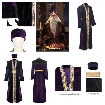Movie Harry Potter Albus Dumbledore Purple Wizard Robe Outfits Halloween Costume