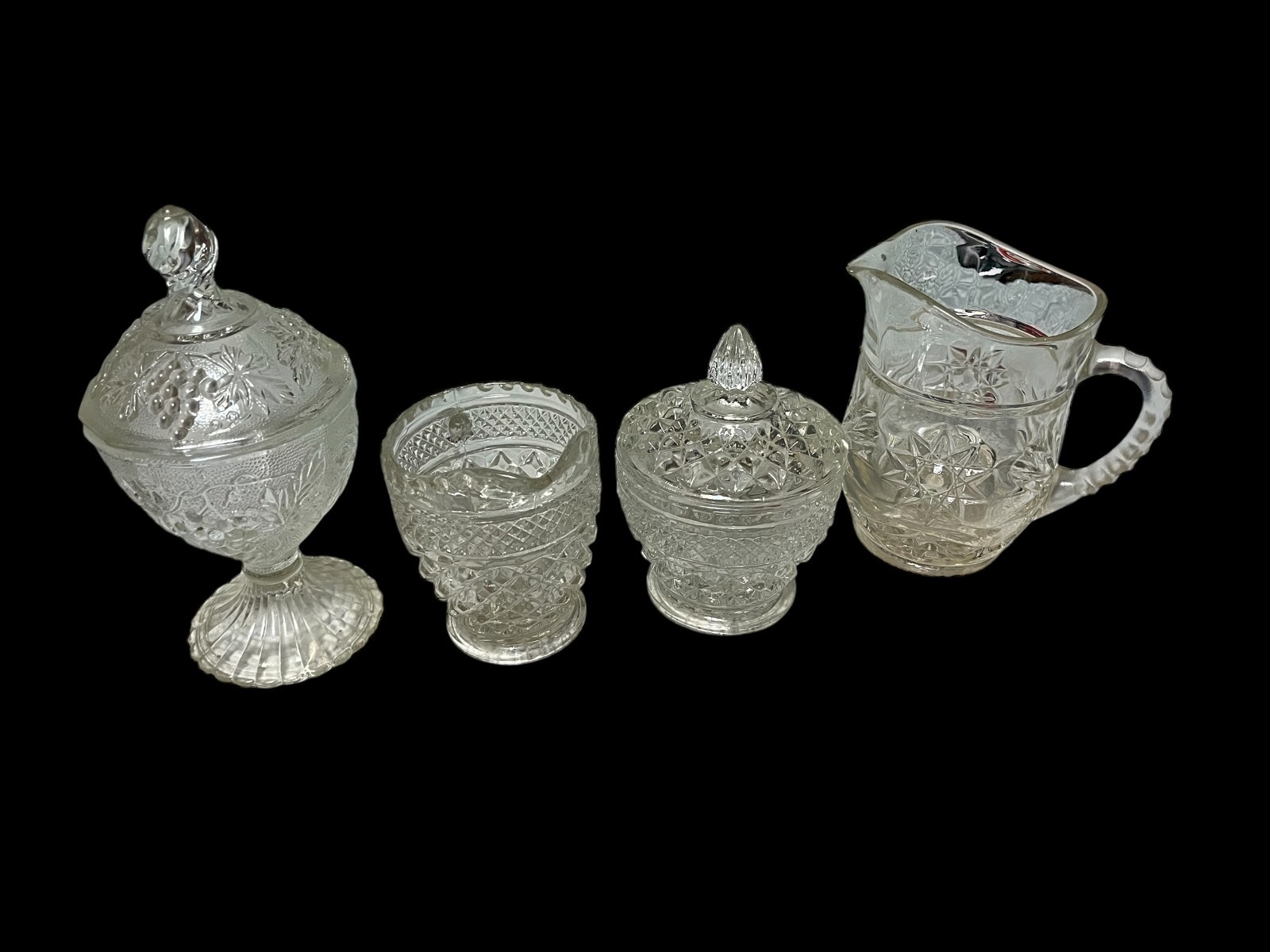 Sugar and Creamer bowl, Candy Dish & Pitcher.  4 pieces.  (S1-426)