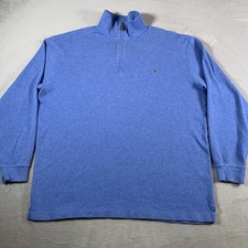 Polo Ralph Lauren Pullover Sweater Mens XLT Blue Estate Rib 1/4 Zip Tall Cotton