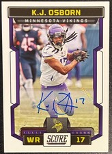 2023 Score Football #115 K.J. KJ OSBORN Auto. Minnesota Vikings. FREE S&H.