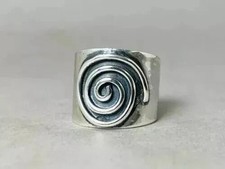 925 Sterling Silver Spiral Adjustable Ring Handmade Thumb Ring All Size C463