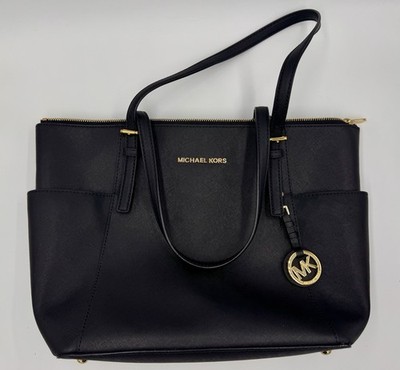 Michael Kors Jet Set Travel Black Saffiano Leather Large Tote Bag New No Tags