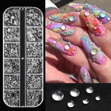 3D Mixed Sizes Bubble Beads Nail Charms Jewelry, Transparent Semi Clear