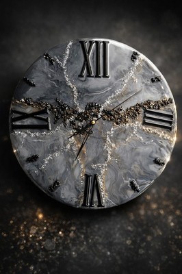 Wabi Sabi Wanduhr 30 cm   Handgefertigt aus Epoxidharz