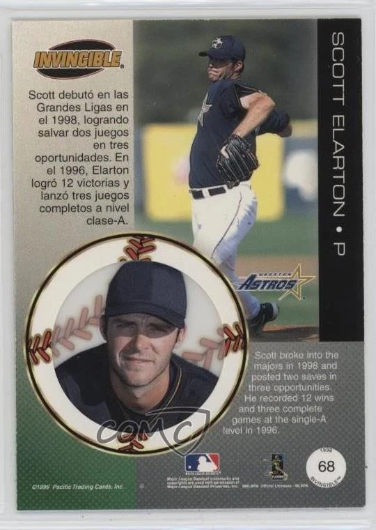 1999 Pacific Invincible Red Scott Elarton #68 - Image 2 of 2