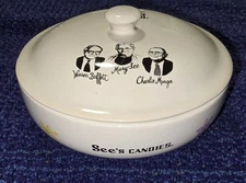 See’s Candy Floral Porcelain Candy Dish With Lid 5 1/2"x3"