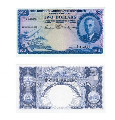 u Reproduction Note British Caribbean Territories 2 dollars 1950 Pick #2     127