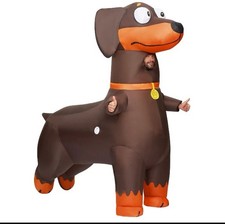 Inflatable Full Body Dachshund Costume Blow Up Dog Outfit Fun Party Costume