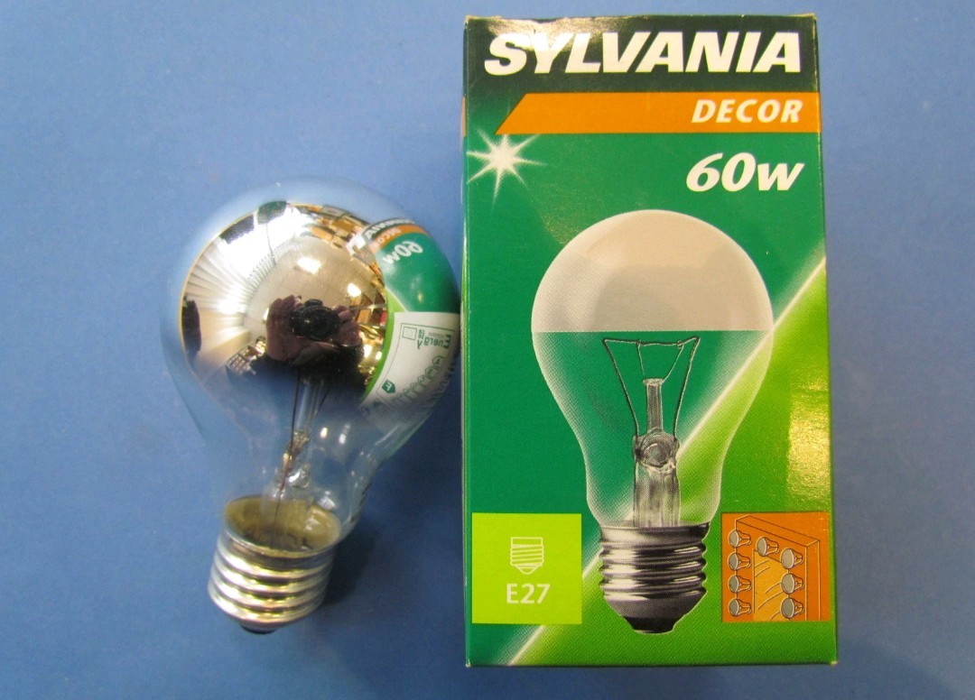 Sylvania Clear Crown Silvered E27 60W  Bulb Code 17740