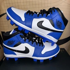 NEW Air Jordan 1 Retro MCS Cleats Blue Black White NBY AV5354-411 Size 11.5