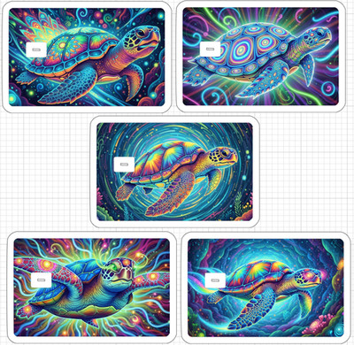 Acid Trip Sea Turtle ATM Debit Credit Sticker Skin Party Ocean Beach Groovy
